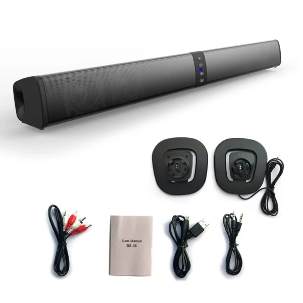 20W Wireless Column Soundbar Bluetooth Speaker Powerful 3D Music Sound bar Home Theater Aux 3.5mm rca TF card For TV PC BS36 - Image 6