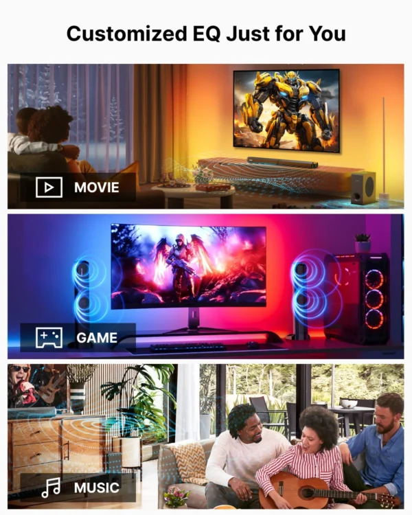 ULTIMEA 280W 4.1 Sound Bar with Dolby Atmos, 2 in 1 Bluetooth 5.3 Soundbar with Subwoofer, Home TV Soundbar Bluetooth Speakers - Image 6